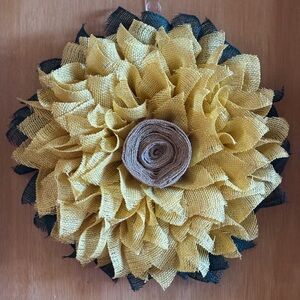 Yellow and Green Burlap Flower Wall Decor